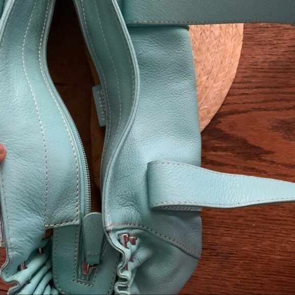 CNKW Genuine Leather Classy Teal Color Handbag - Picture 10 of 12